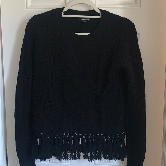 Club Monaco Black Fringe Sweater - Picture 1 of 6